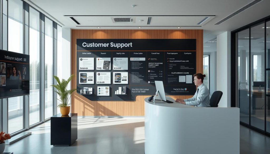 A modern, well-lit interior of a sportsbook's customer support office. In the foreground, a customer service agent sits at a sleek, minimalist desk, ready to assist bettors with any inquiries. The middle ground features a display wall showcasing various support resources, such as online guides, FAQs, and contact information. The background depicts a serene, open-concept space with large windows, allowing natural light to flood the room and create a calming, professional atmosphere. The overall scene conveys a sense of efficiency, accessibility, and a commitment to providing top-notch support for the sportsbook's clientele. A modern, well-lit interior of a sportsbook's customer support office. In the foreground, a customer service agent sits at a sleek, minimalist desk, ready to assist bettors with any inquiries. The middle ground features a display wall showcasing various support resources, such as online guides, FAQs, and contact information. The background depicts a serene, open-concept space with large windows, allowing natural light to flood the room and create a calming, professional atmosphere. The overall scene conveys a sense of efficiency, accessibility, and a commitment to providing top-notch support for the sportsbook's clientele.